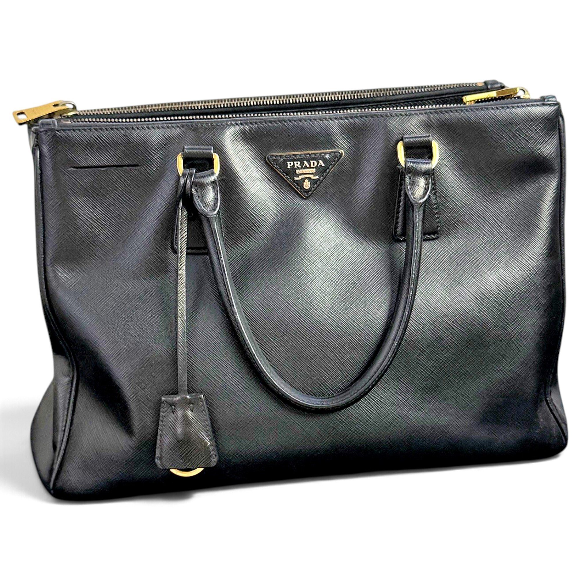 Double leather handbag