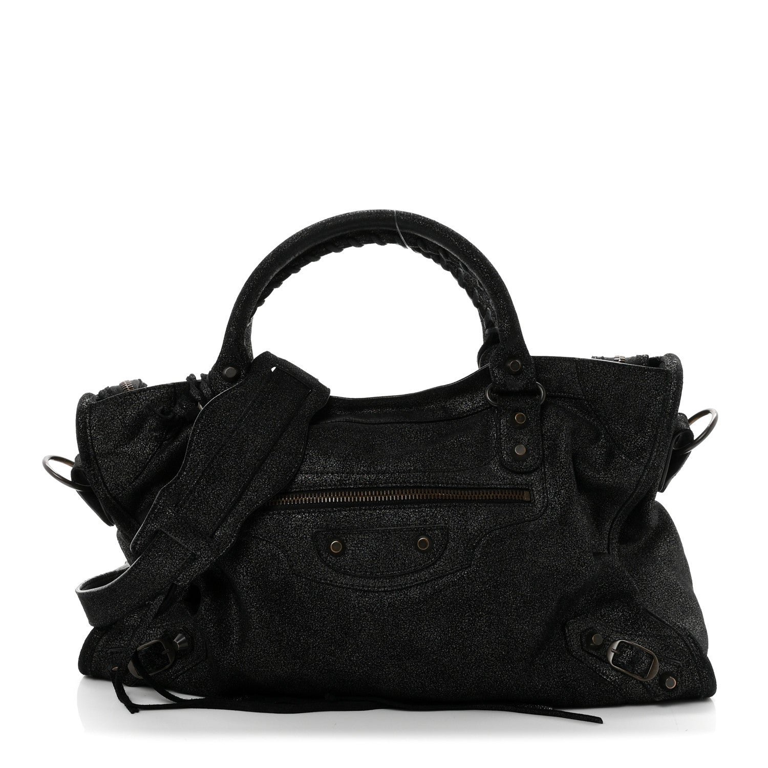 Balenciaga Metallic Craquele Calfskin Classic Hardware City Black