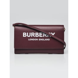 Burberry Burberry Mahogany Red Leather Hazelmere Wallet On Strap Bag 