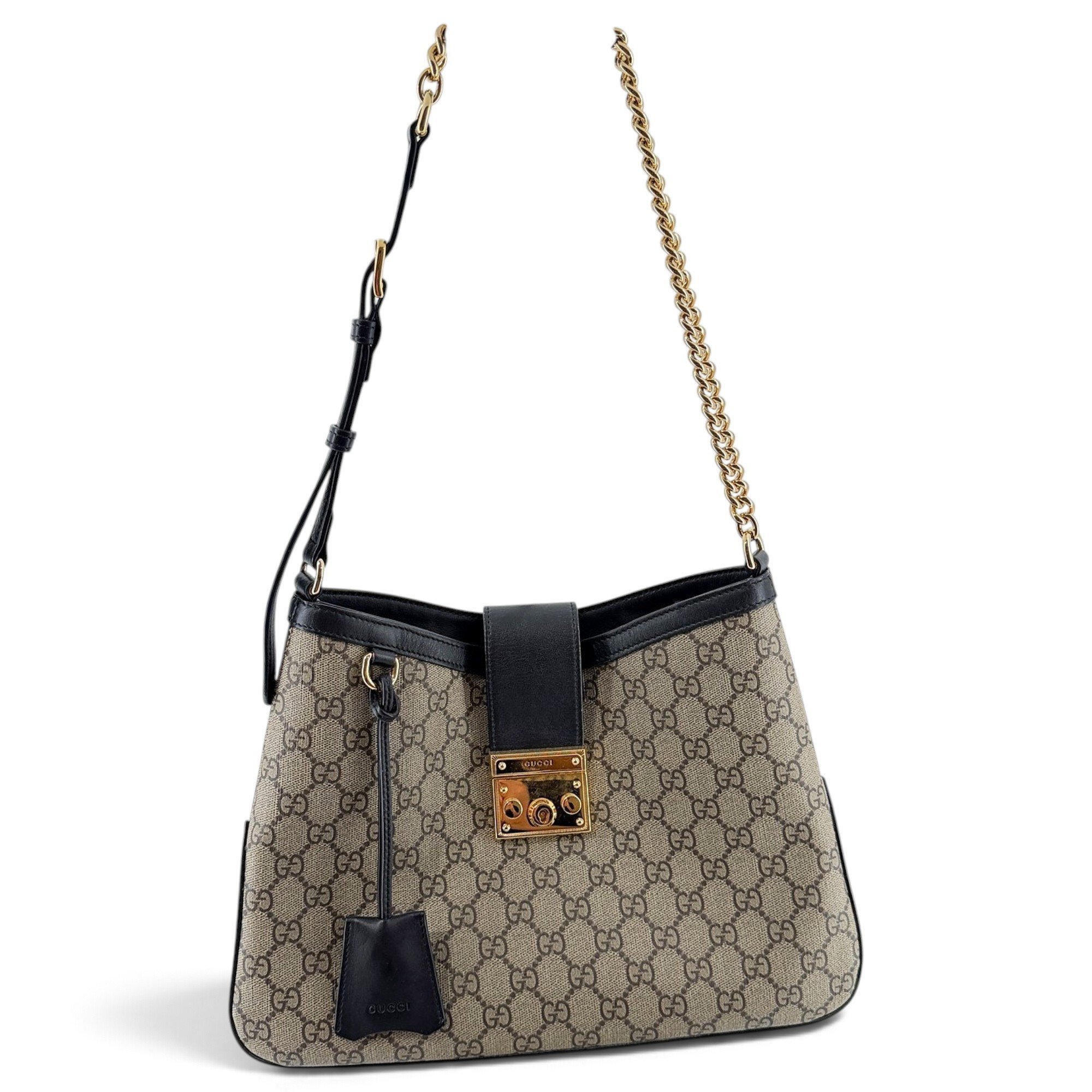 Padlock leather handbag