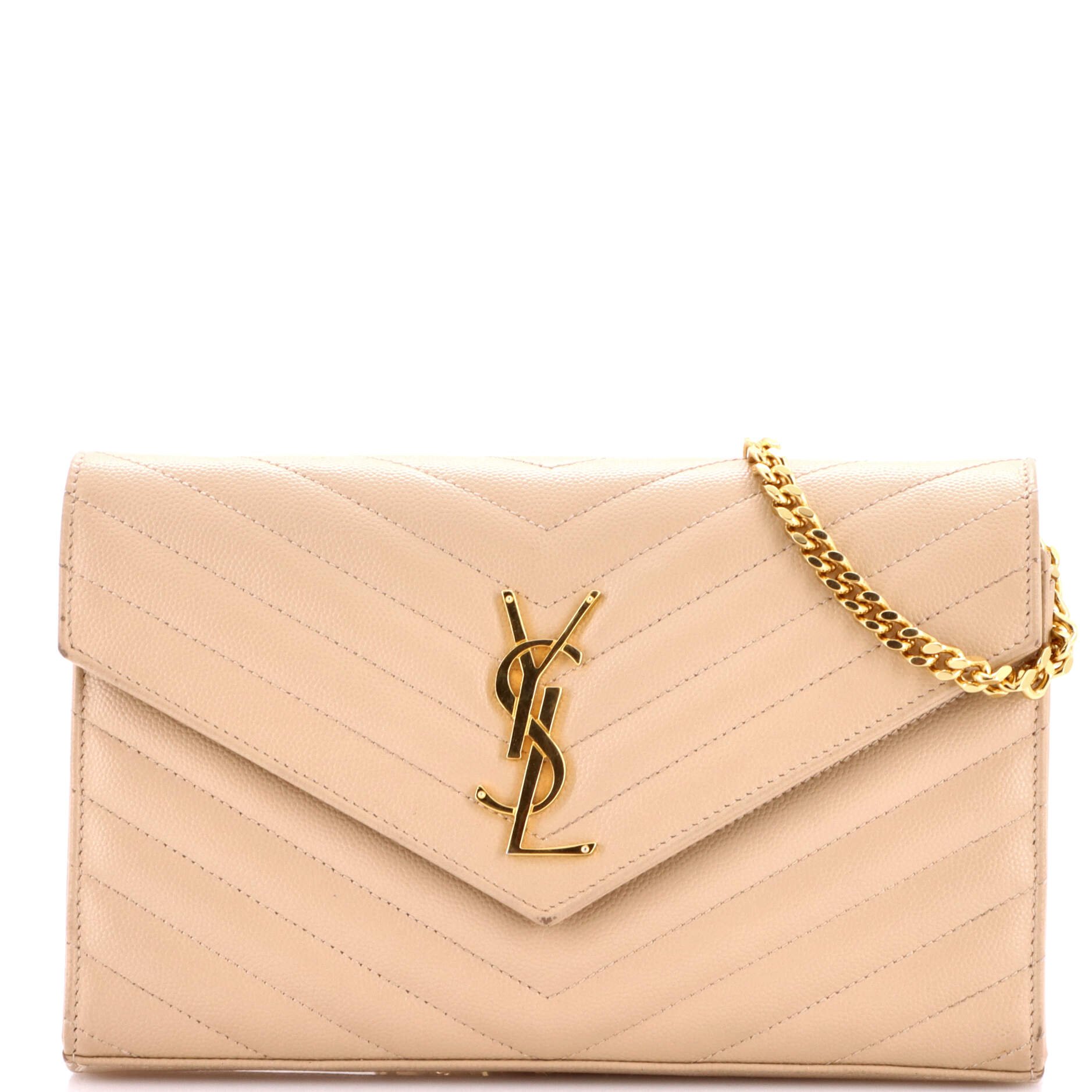 Classic Monogram Wallet on Chain Matelasse Chevron Leather Medium