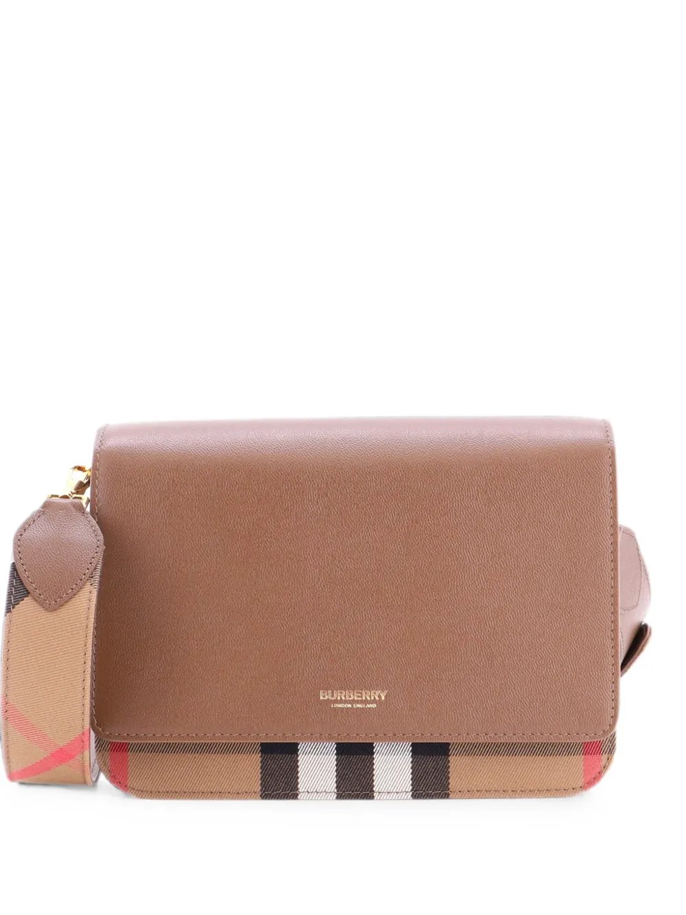 Mackford Leather and House Check Canvas Small shoulder bag