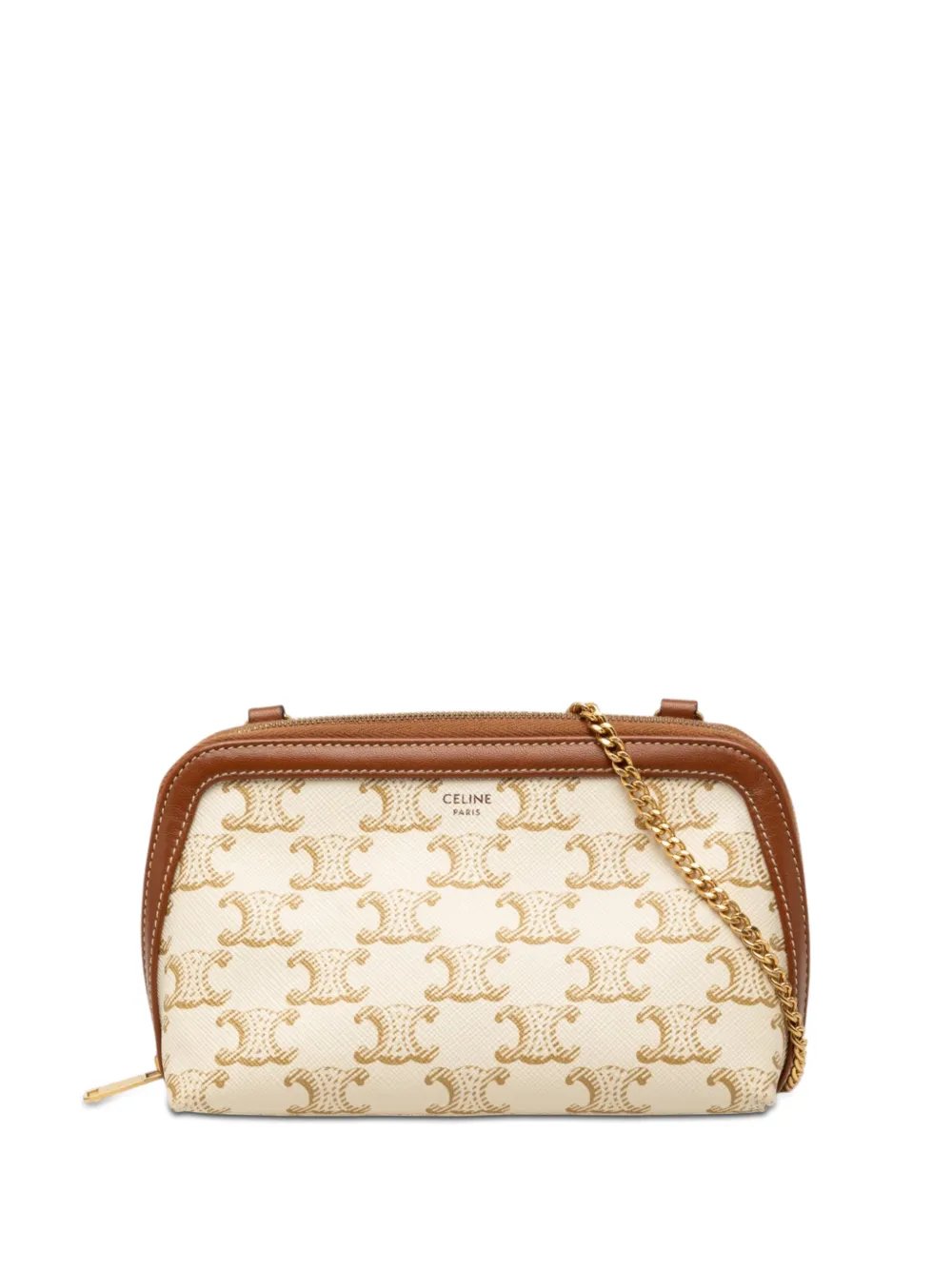 2021 Triomphe Coated Canvas Clutch On Chain crossbody bag