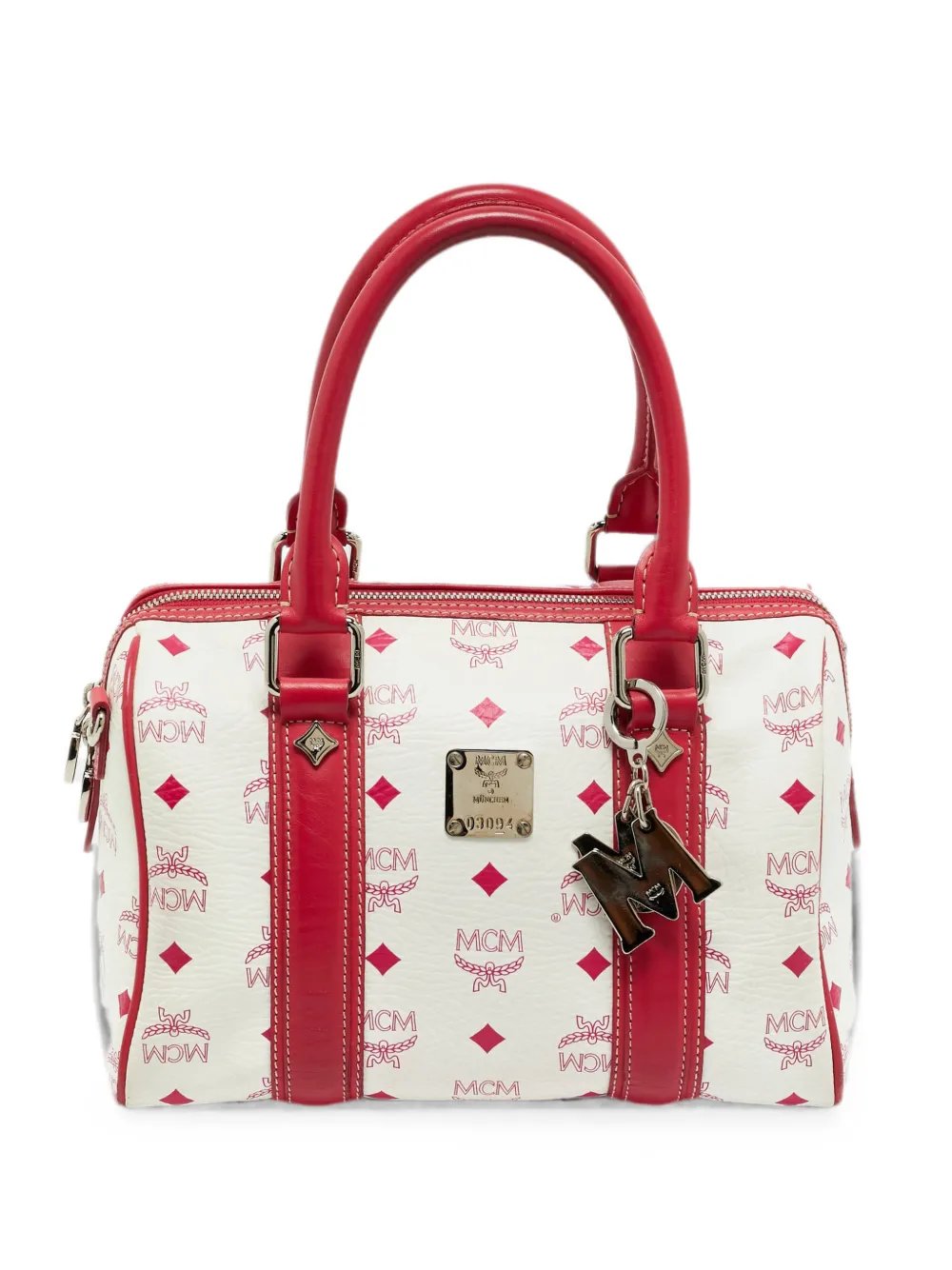 MCM Visetos logo charm Boston bag