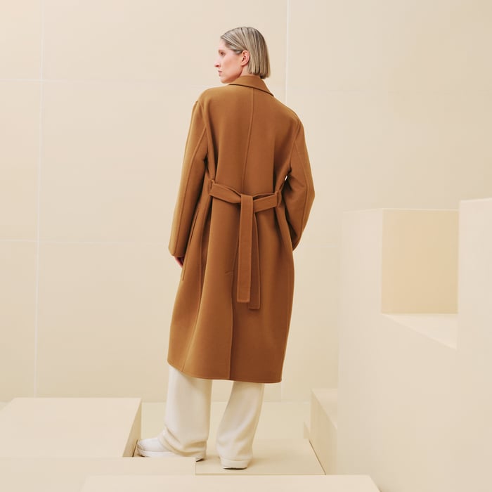 Marron Caramel Cashmere Wrap Coat