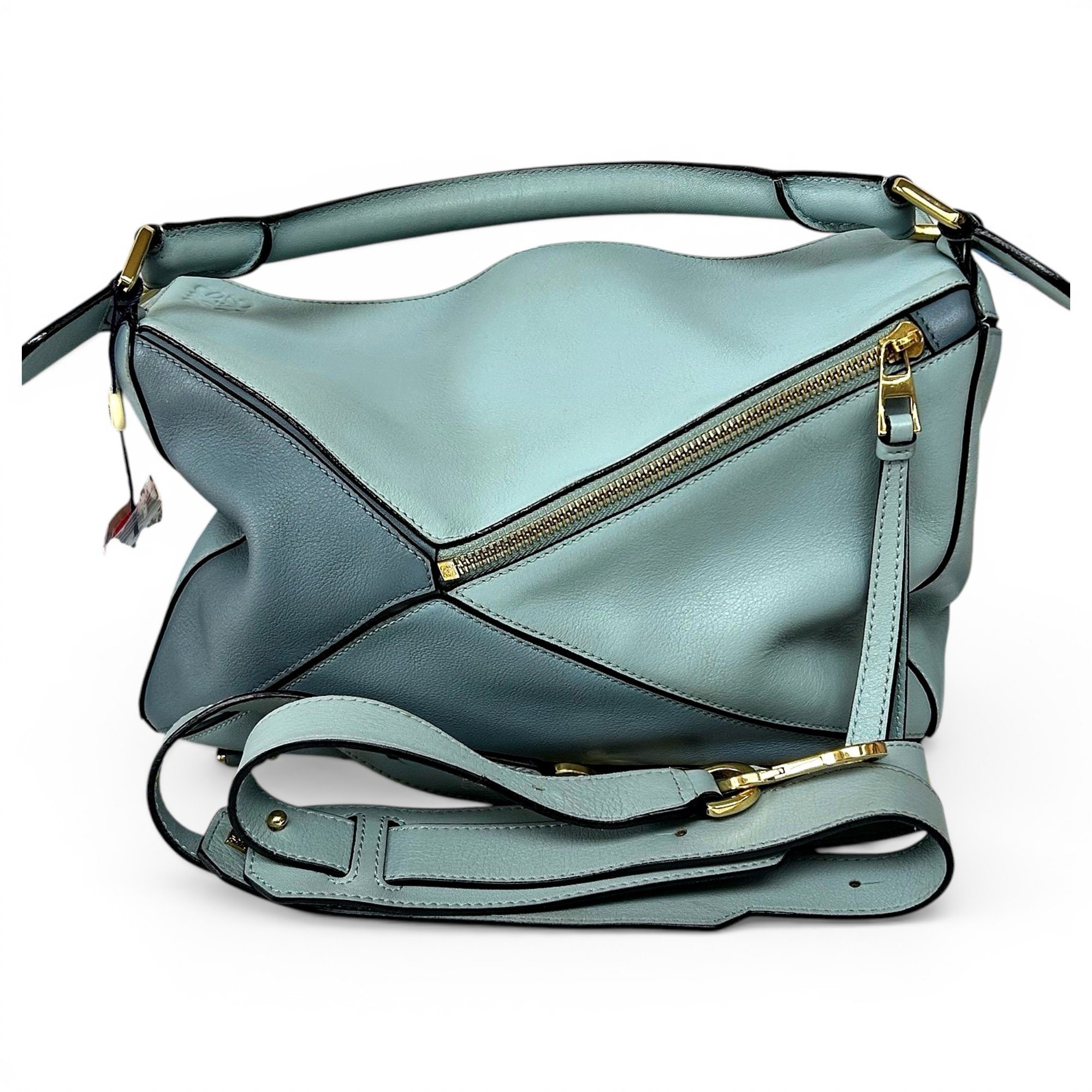 Puzzle leather handbag