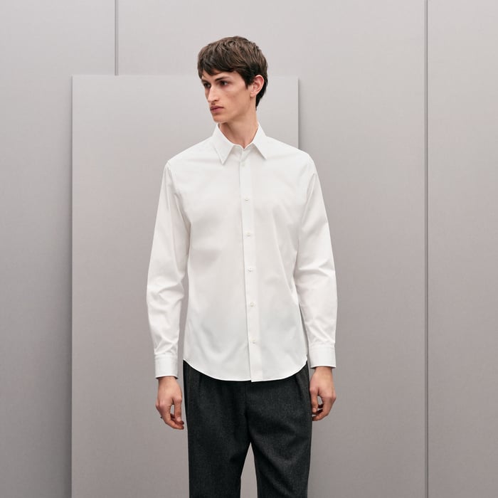 Blanc Fitted Shirt With Faubourg Collar