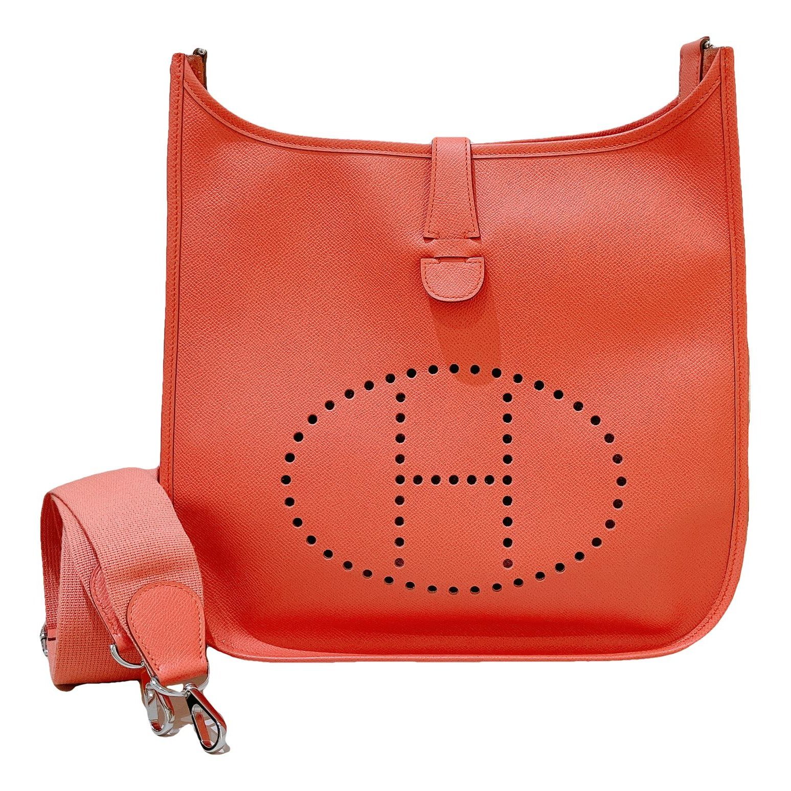 Hermes Evelyne Handbag Flamingo Epsom Leather