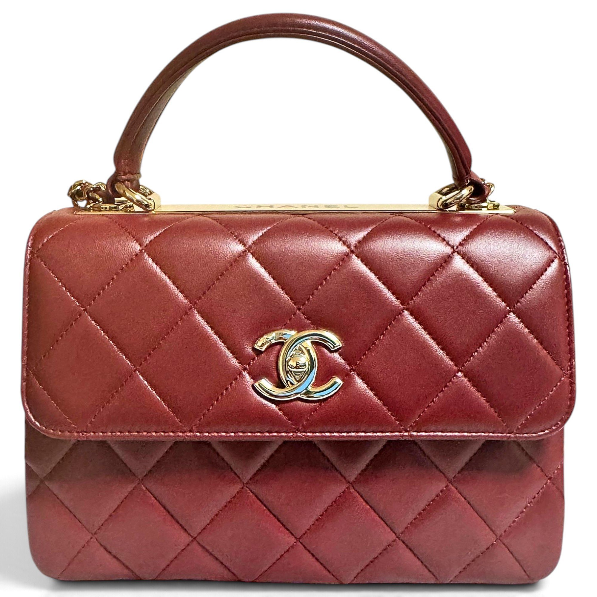 Trendy CC Top Handle leather handbag