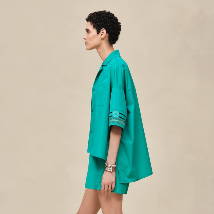 Vert Tourmaline Embroidered Beach Tunic