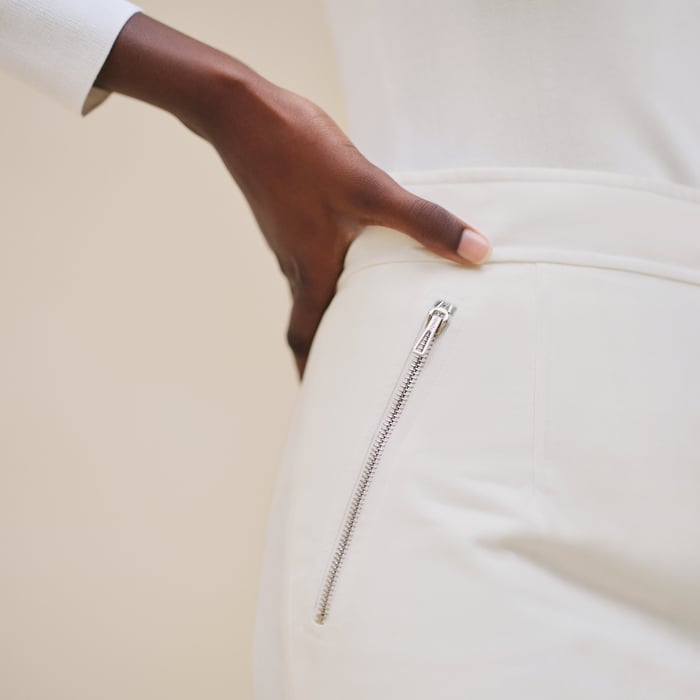 Blanc Naturel High-waisted Bootcut Quilted Biker Pants