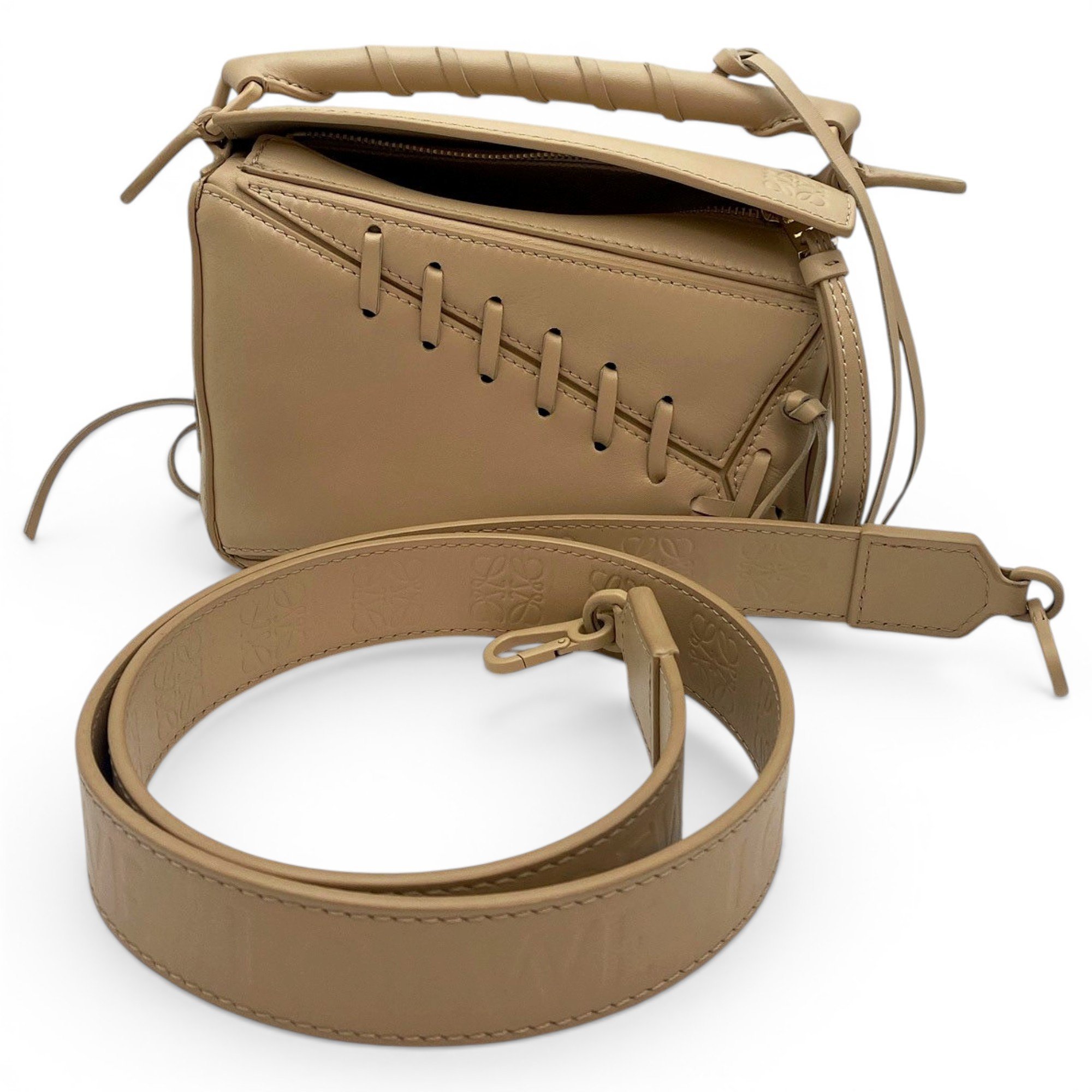 Puzzle leather handbag