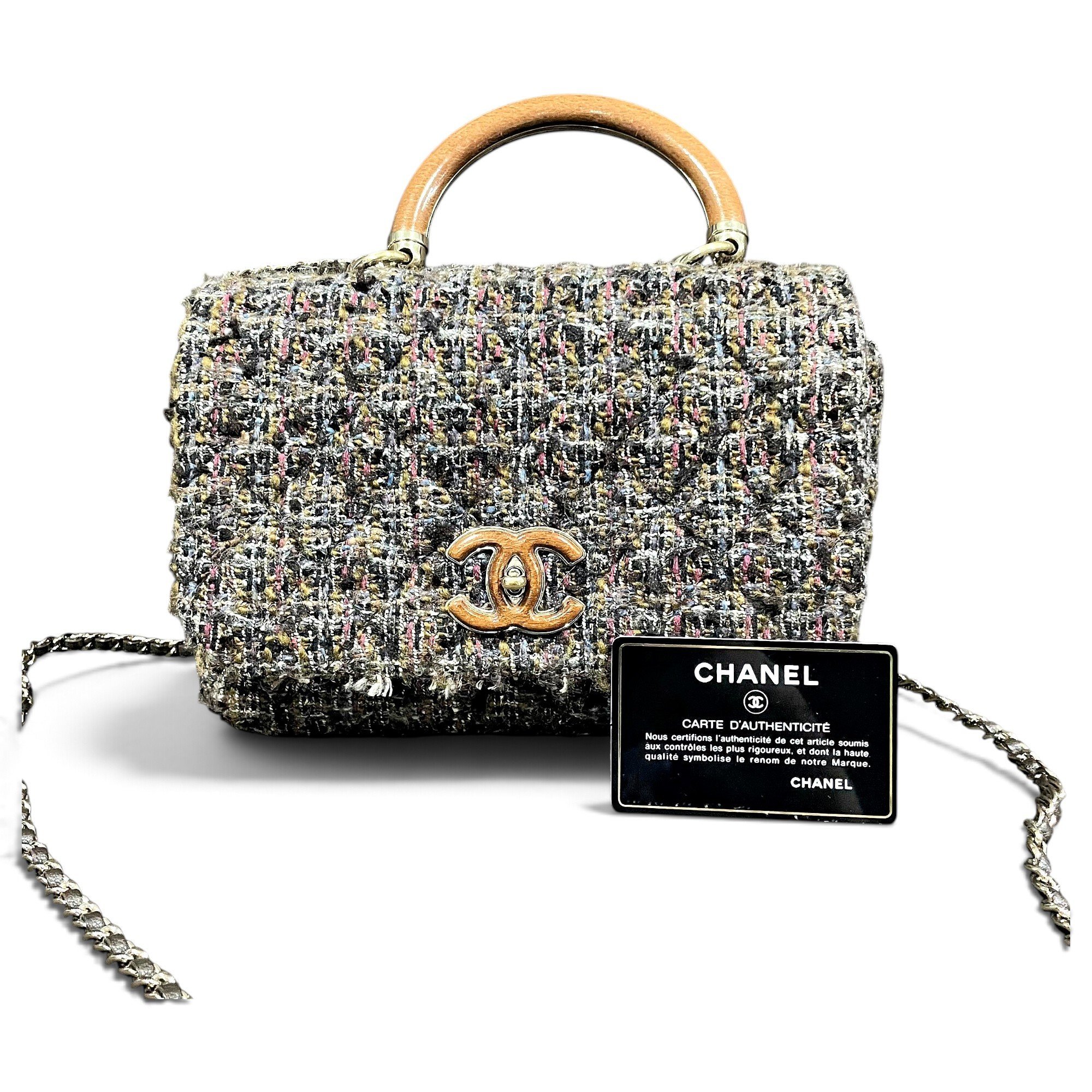 Coco Handle wool handbag