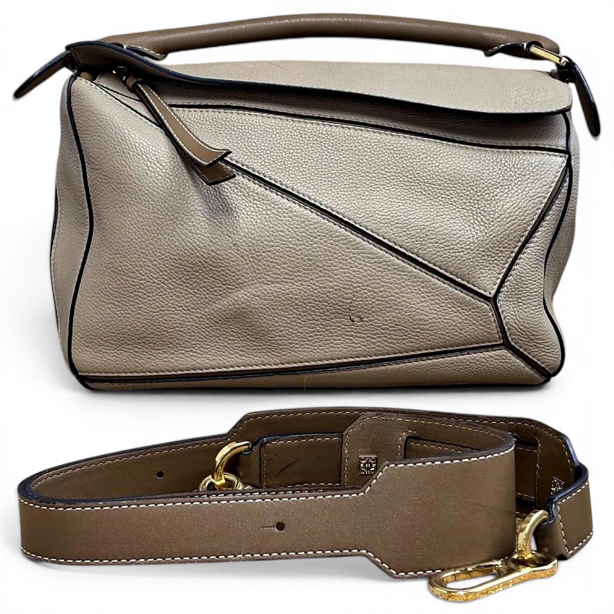 Puzzle leather handbag