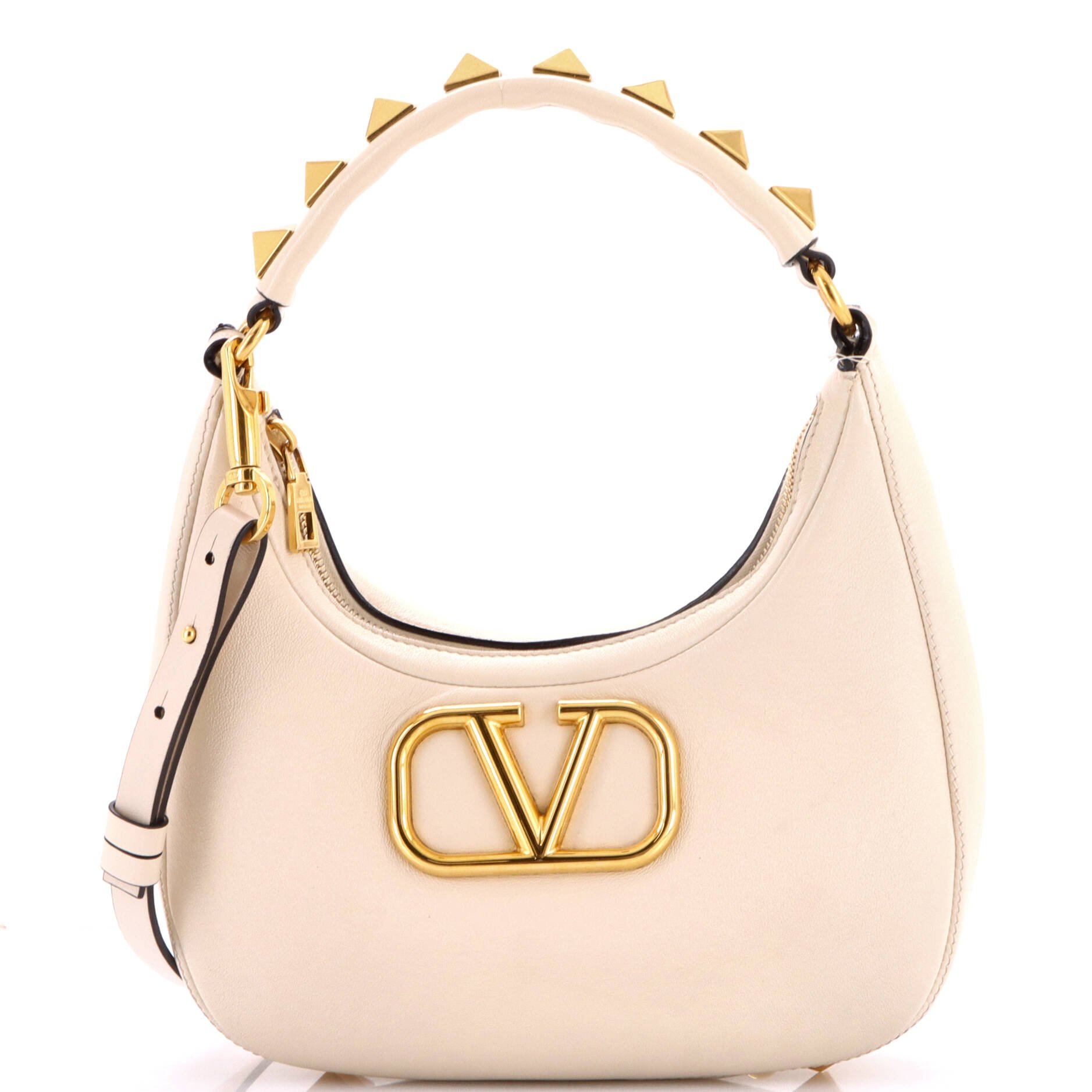 Stud Sign Zip Hobo Leather