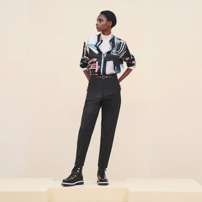 Noir Mixed Leather Quilted Pants