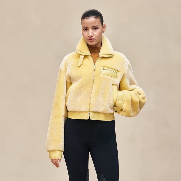 Jaune d'Orge Short Leather Coat