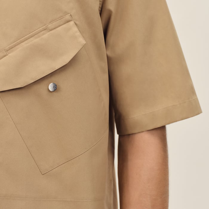 Kraft Short-sleeve Straight Cut Shirt With Leather Detail