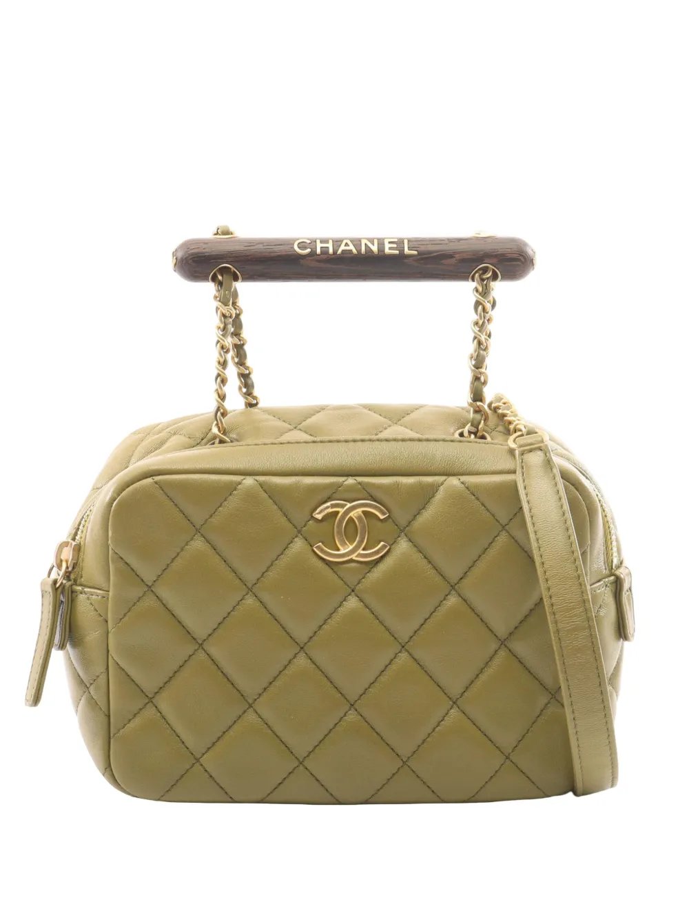 2021-2026 Mini Quilted Lambskin Wenge Wood Bowling Bag satchel