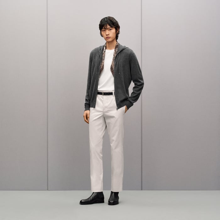 Anthracite "Maillon Chaine d'Ancre" Zipped Cashmere Jacket