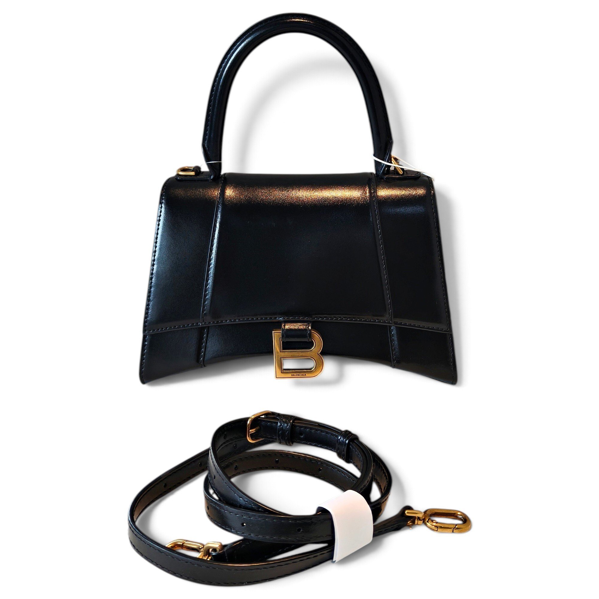 Hourglass leather handbag