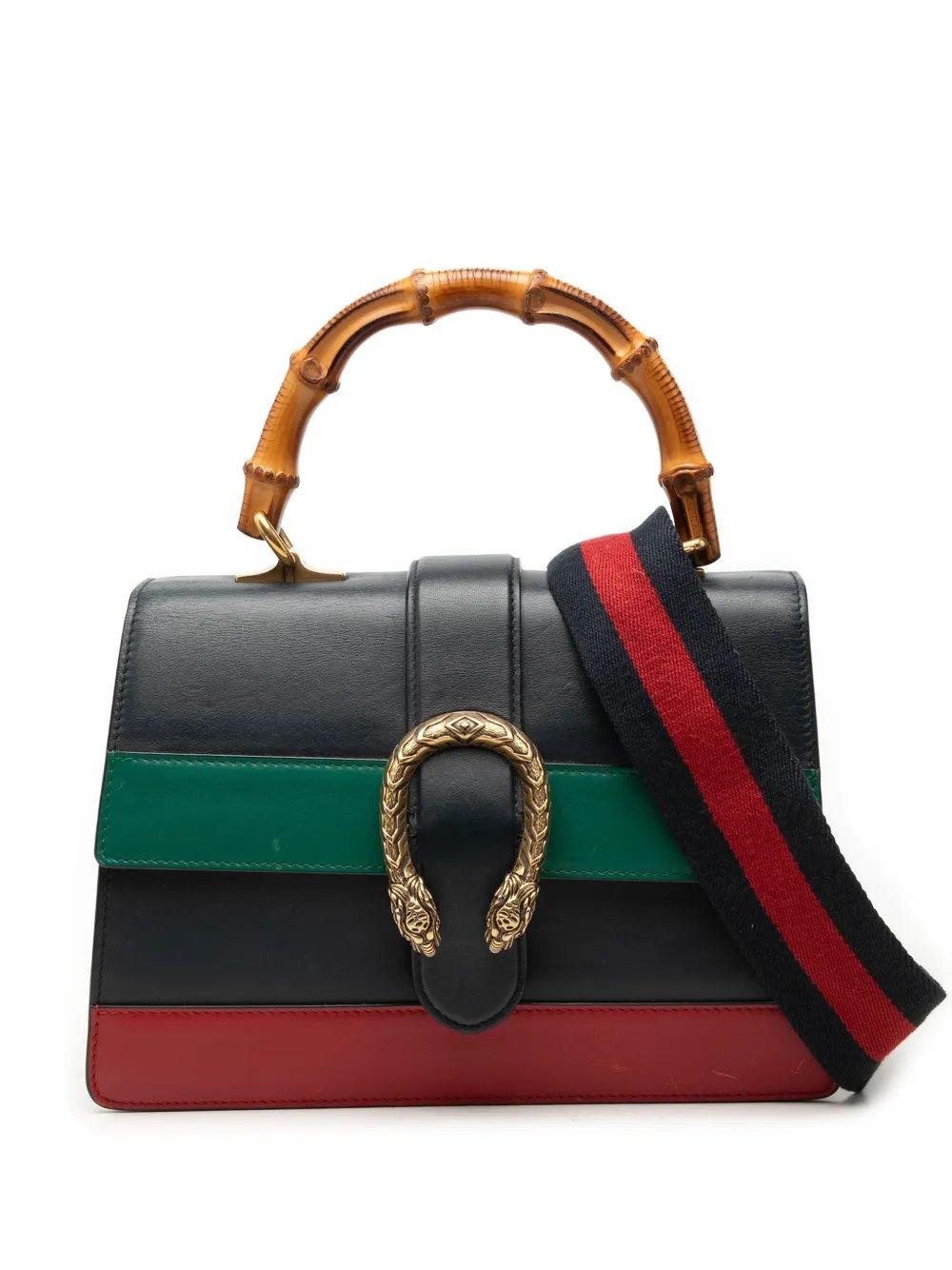 2016-2026 Medium Leather Bamboo Dionysus Web satchel