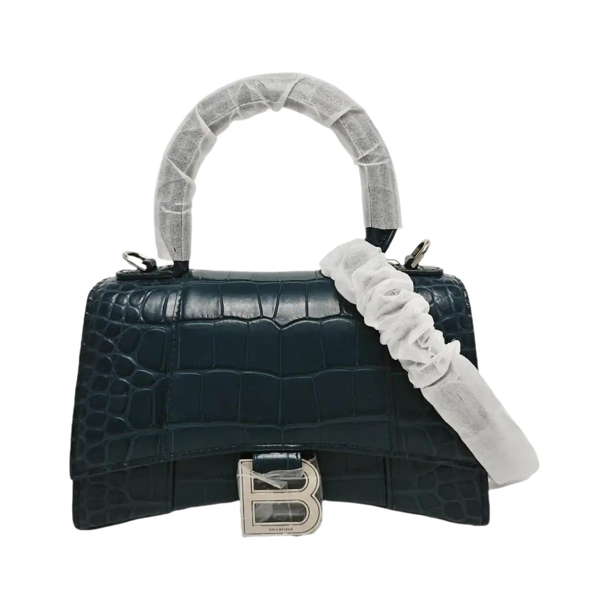 Hourglass leather handbag