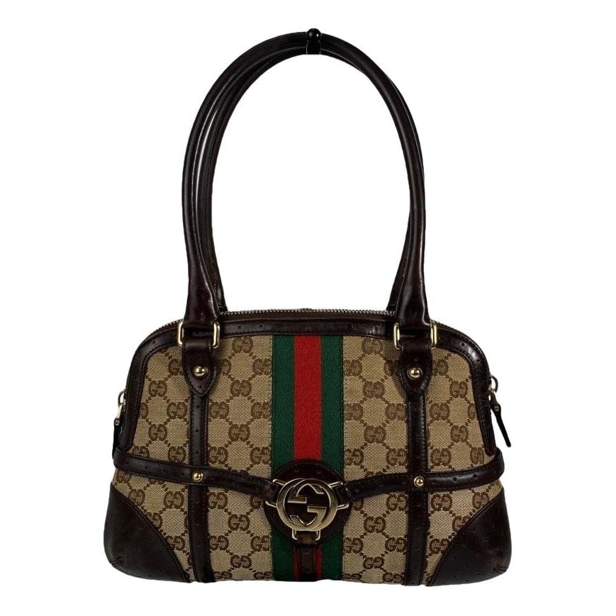 Interlocking leather handbag