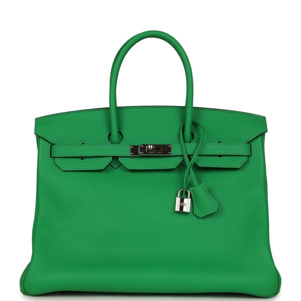 Pre-owned Hermes Birkin 35 Bambou Togo Palladium Hardware