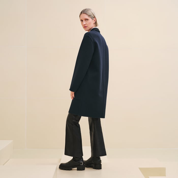 Bleu Noir Manteau Souple