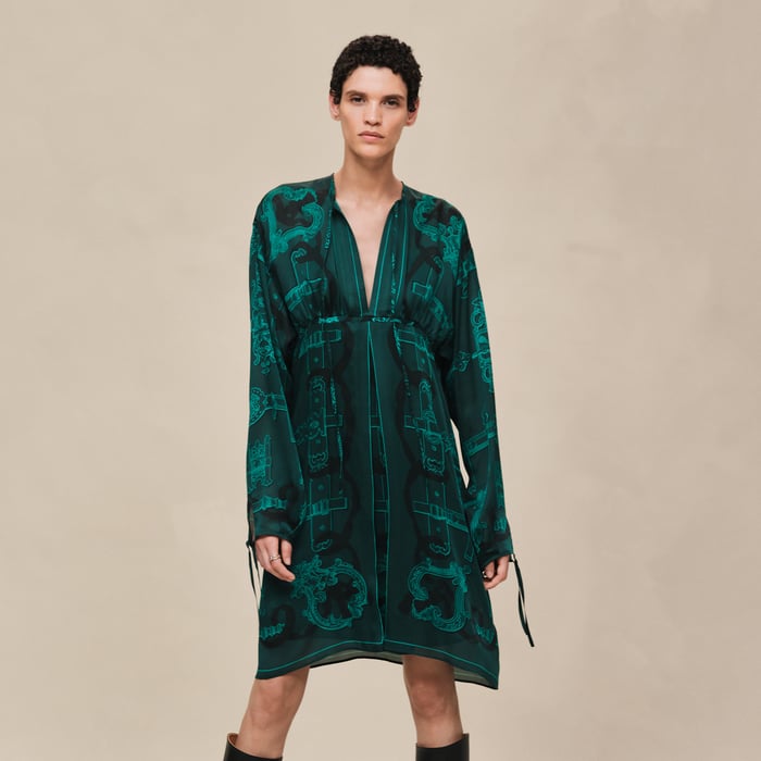 Vert Pin "Ferronnerie Remix" Knotted Collar Dress