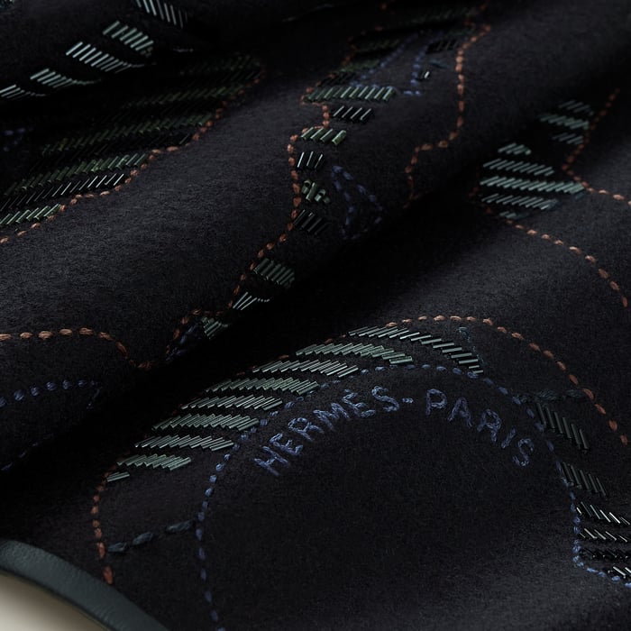 Noir Exceptional Embroidered Triangle Scarf