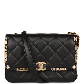 Chanel Chanel Monaco Mini Flap Bag Black Lambskin Antique Gold Hardware