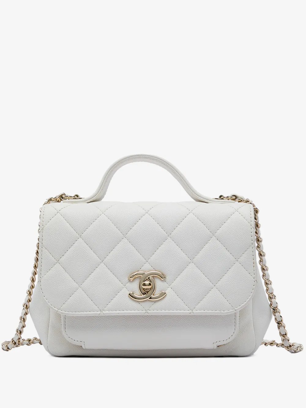 2019 Small Quilted Caviar Business Affinity Top Handle Flap satchel