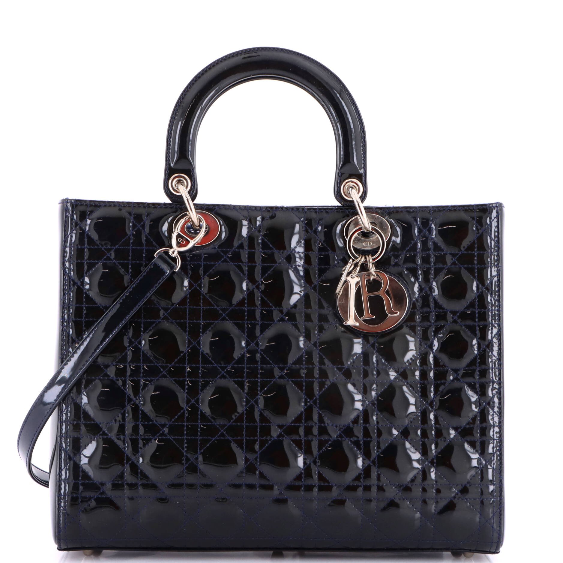 Lady Dior Bag Cannage Quilt Patent Large
