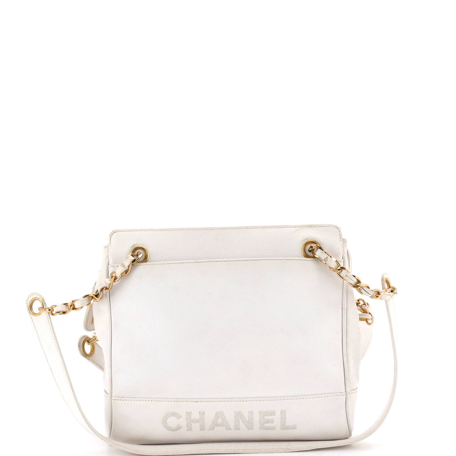 Vintage Zipped Chain Tote Caviar Medium
