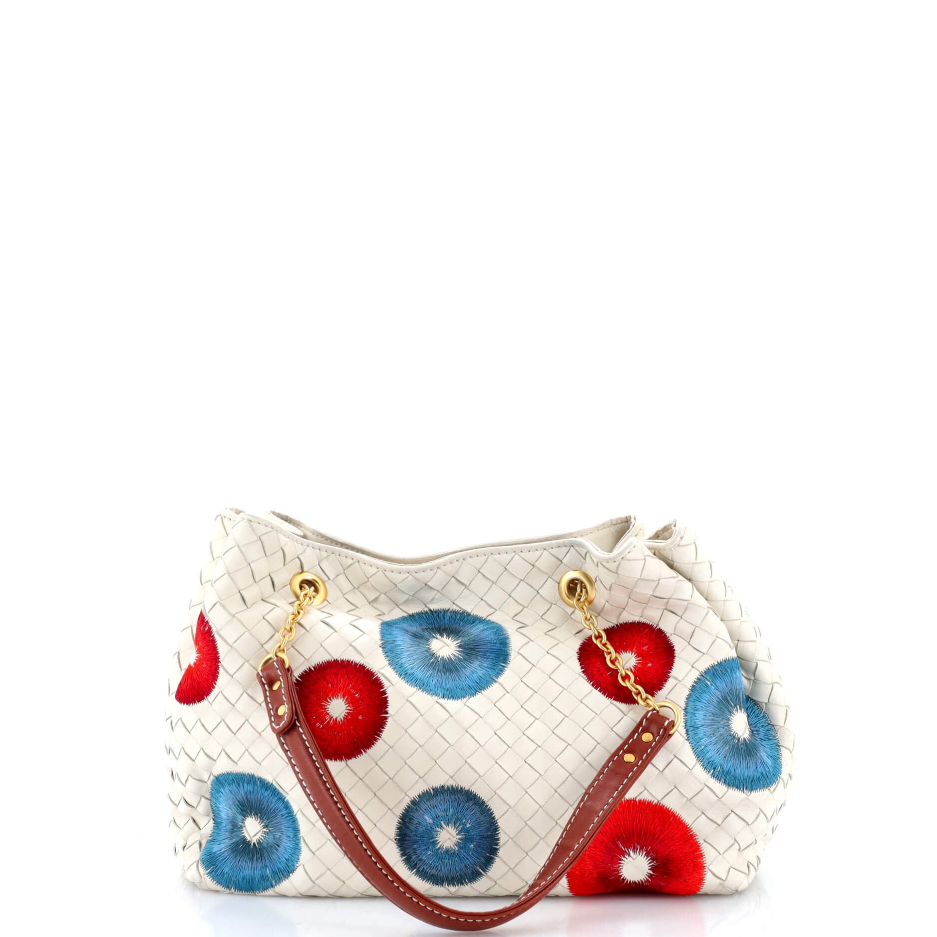Bottega Veneta Chain Shoulder Bag Embroidered Intrecciato Leather Small