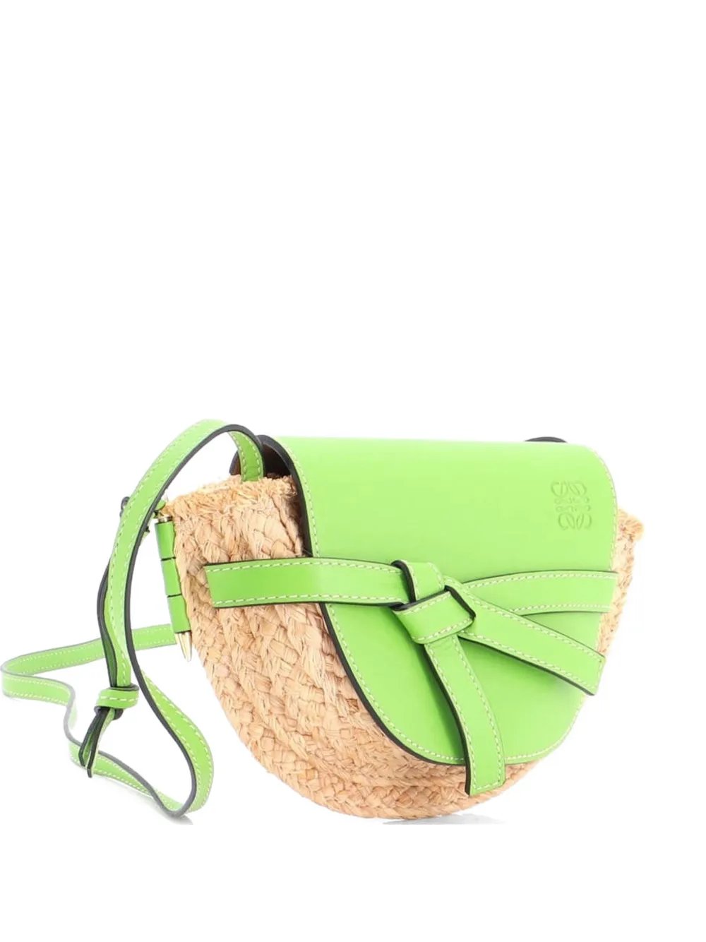 Gate Leather Shoulder Leather with Raffia Mini crossbody bag