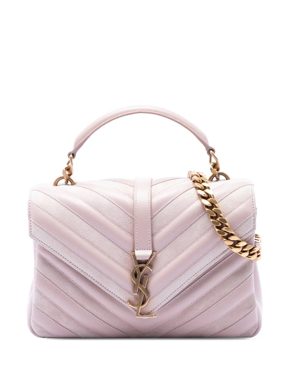 2017 Medium Calfskin and Suede Chevron Monogram College satchel