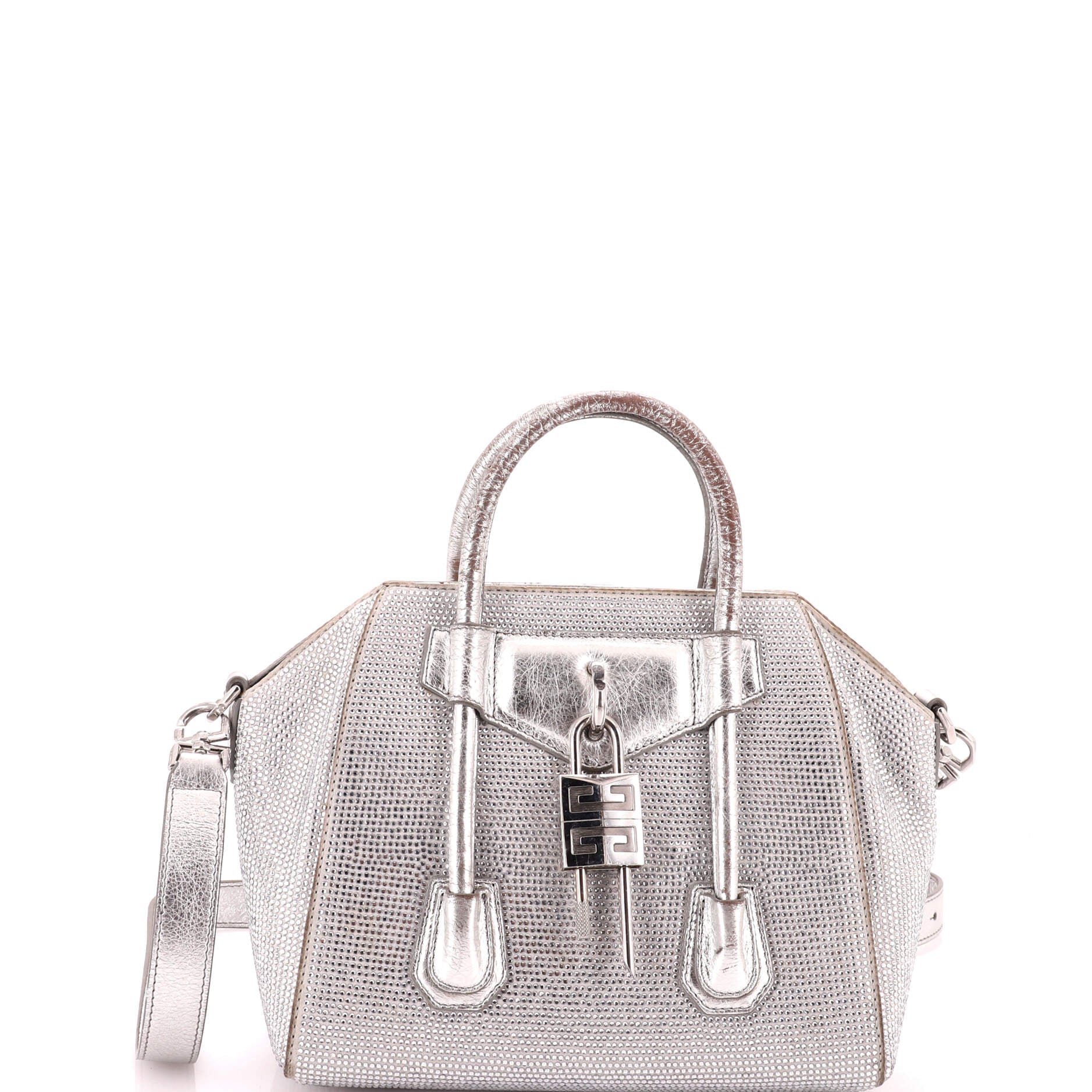 Antigona Lock Bag Crystal Embellished Satin Mini