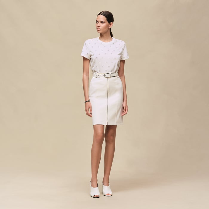 Blanc "Anneau Finesse" Straight T-shirt
