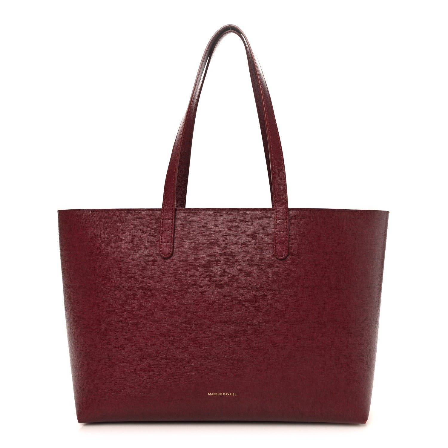 Mansur Gavriel Saffiano Small Shopping Tote Claret