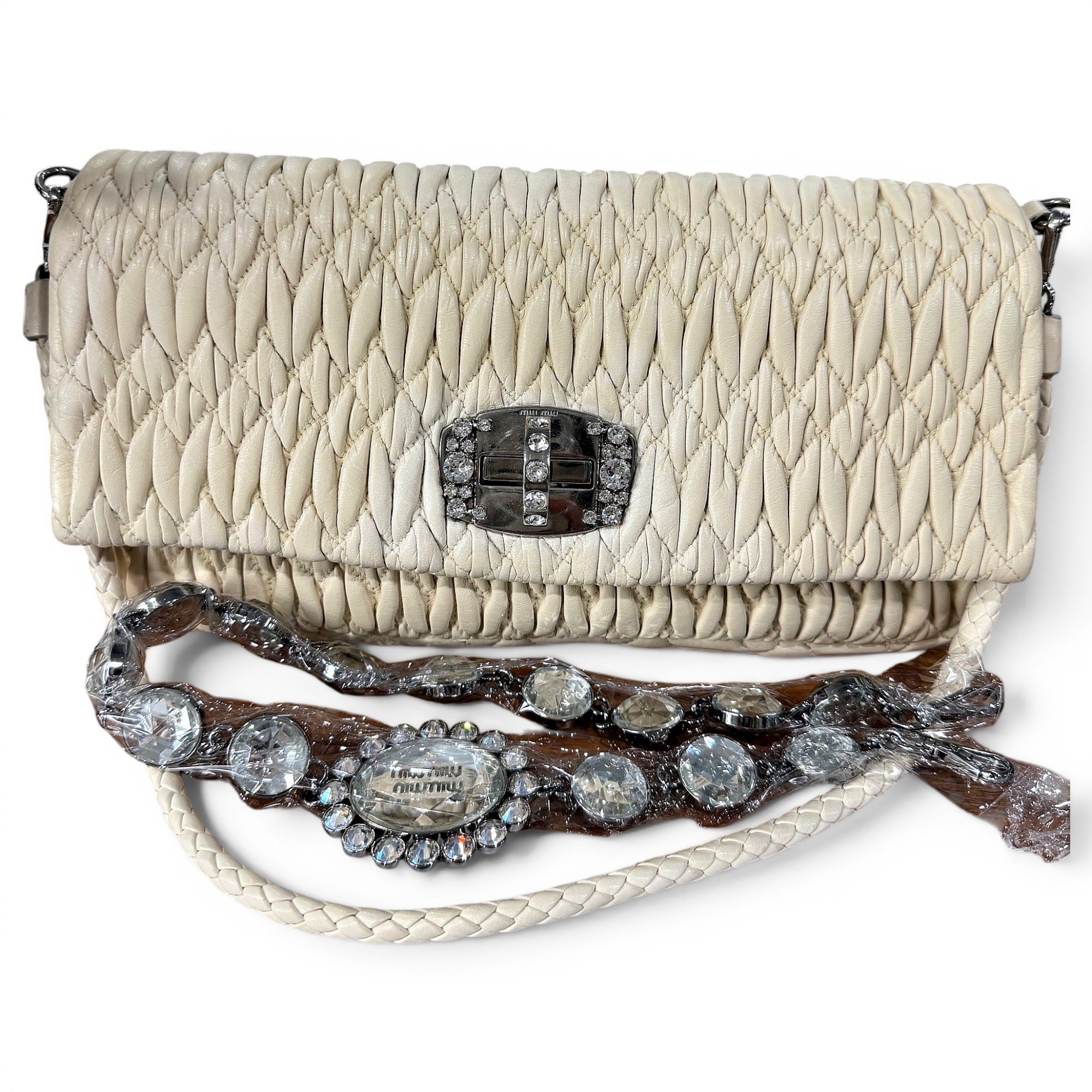 Miu Crystal leather handbag