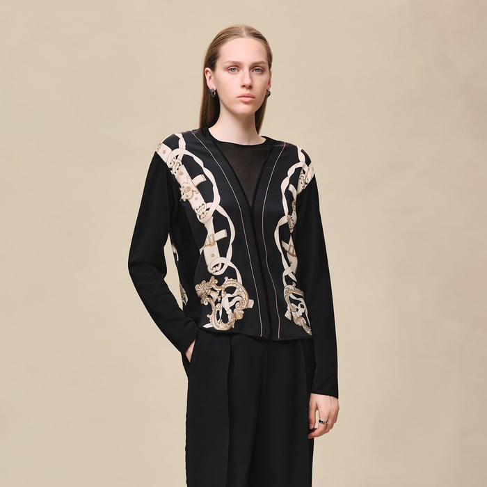 Noir "Ferronnerie Remix" Long-sleeve Twillaine Sweater