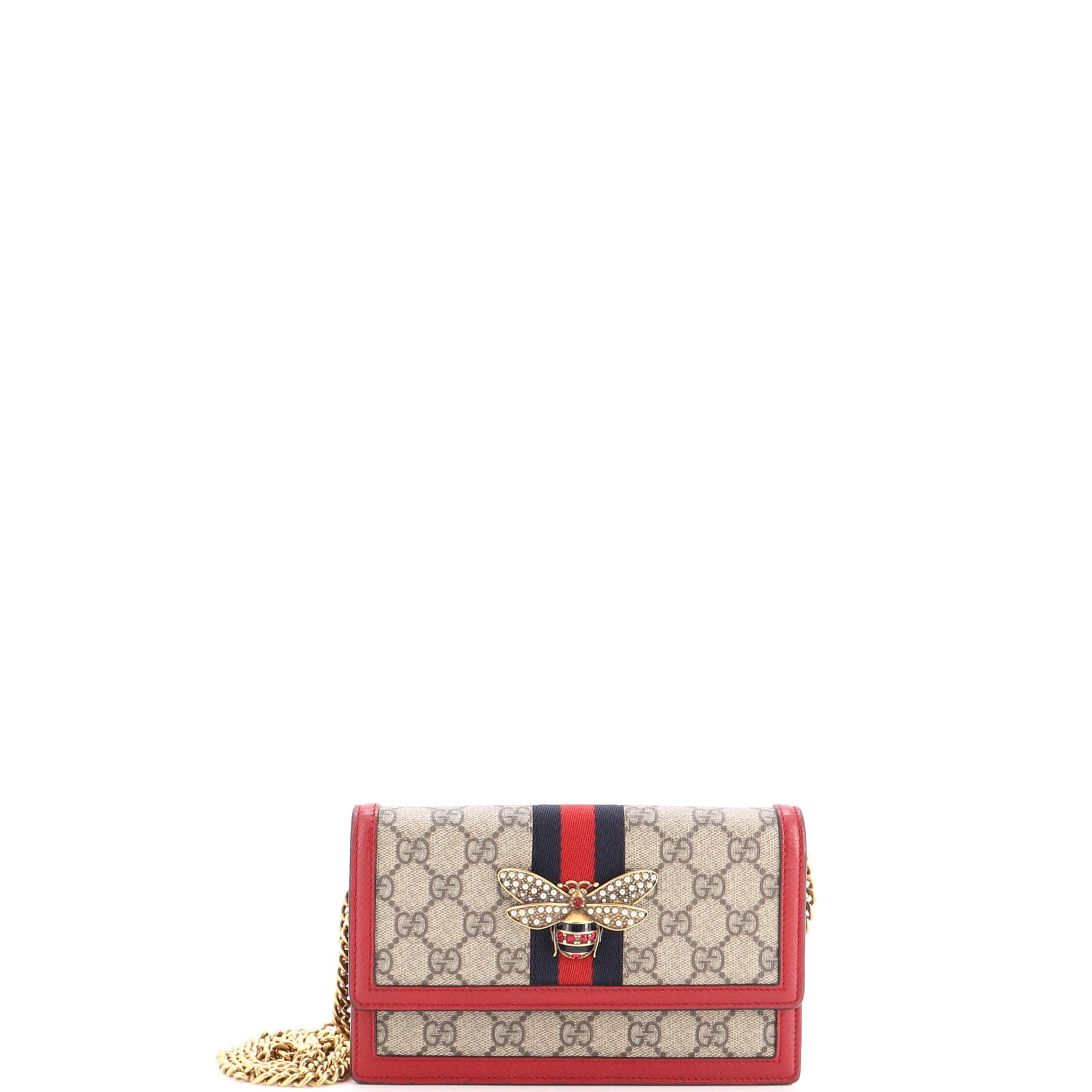 Queen Margaret Chain Wallet GG Coated Canvas Mini