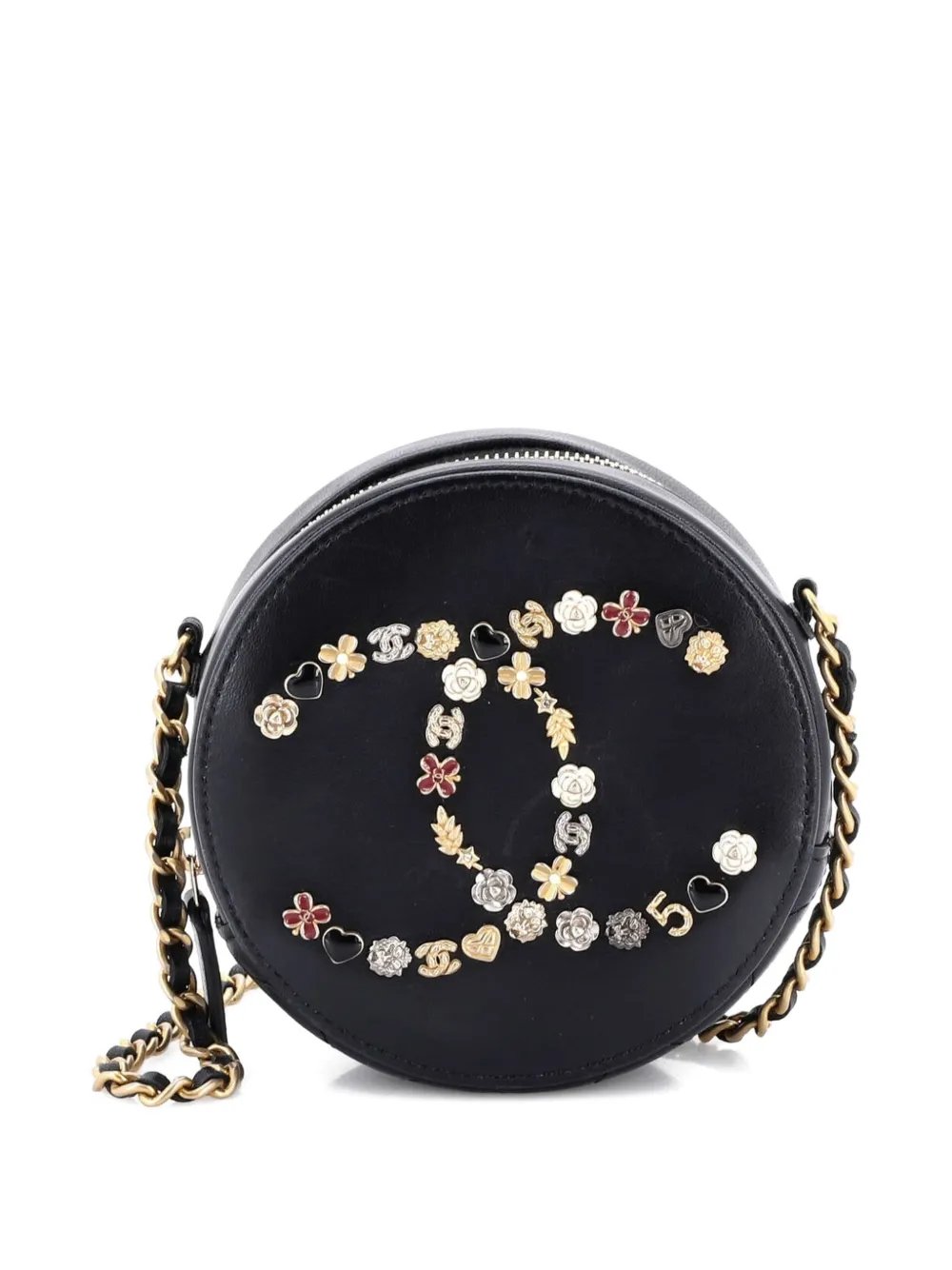 Lucky Charms Round With Chain Embellished Lambskin clutch bag
