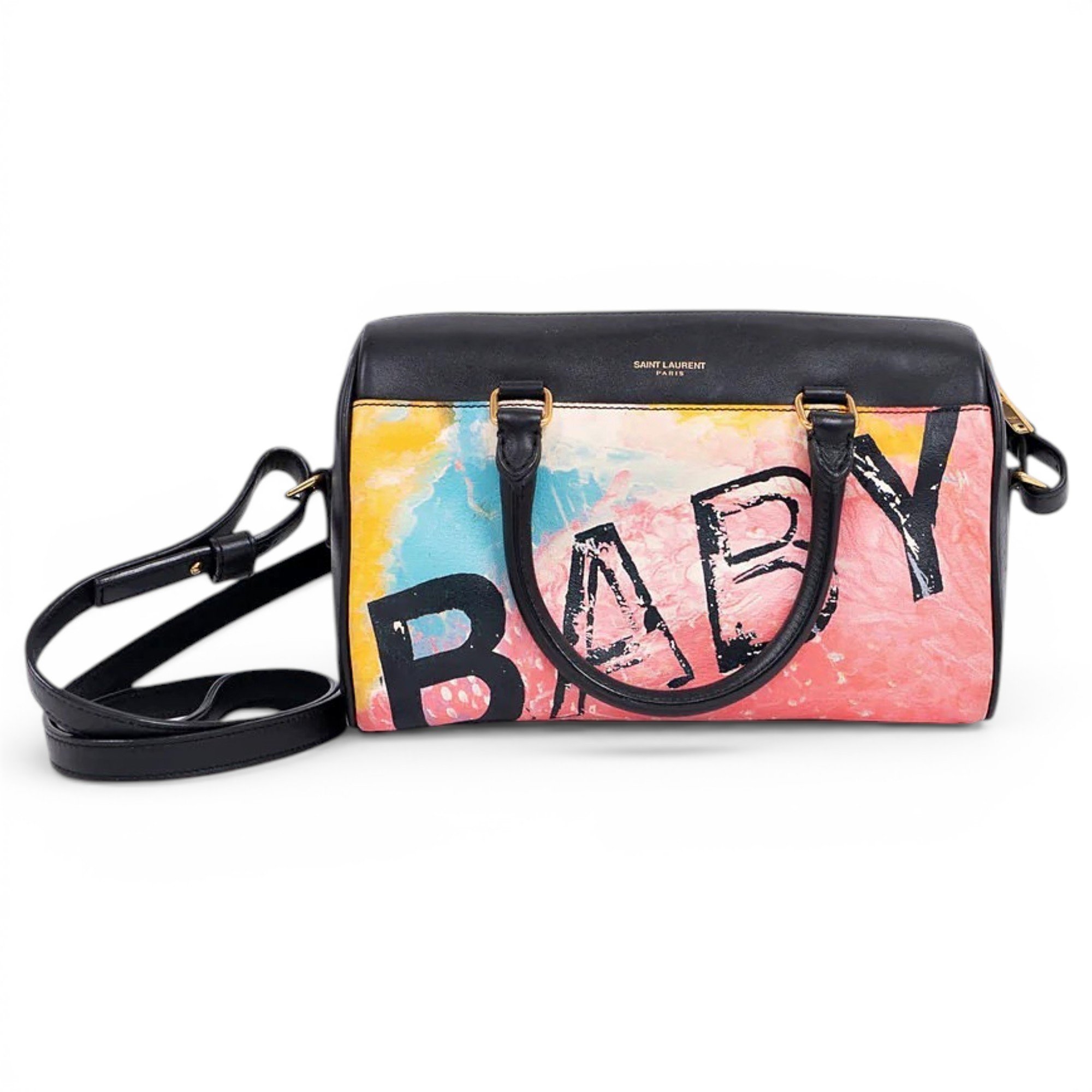 Duffle leather handbag