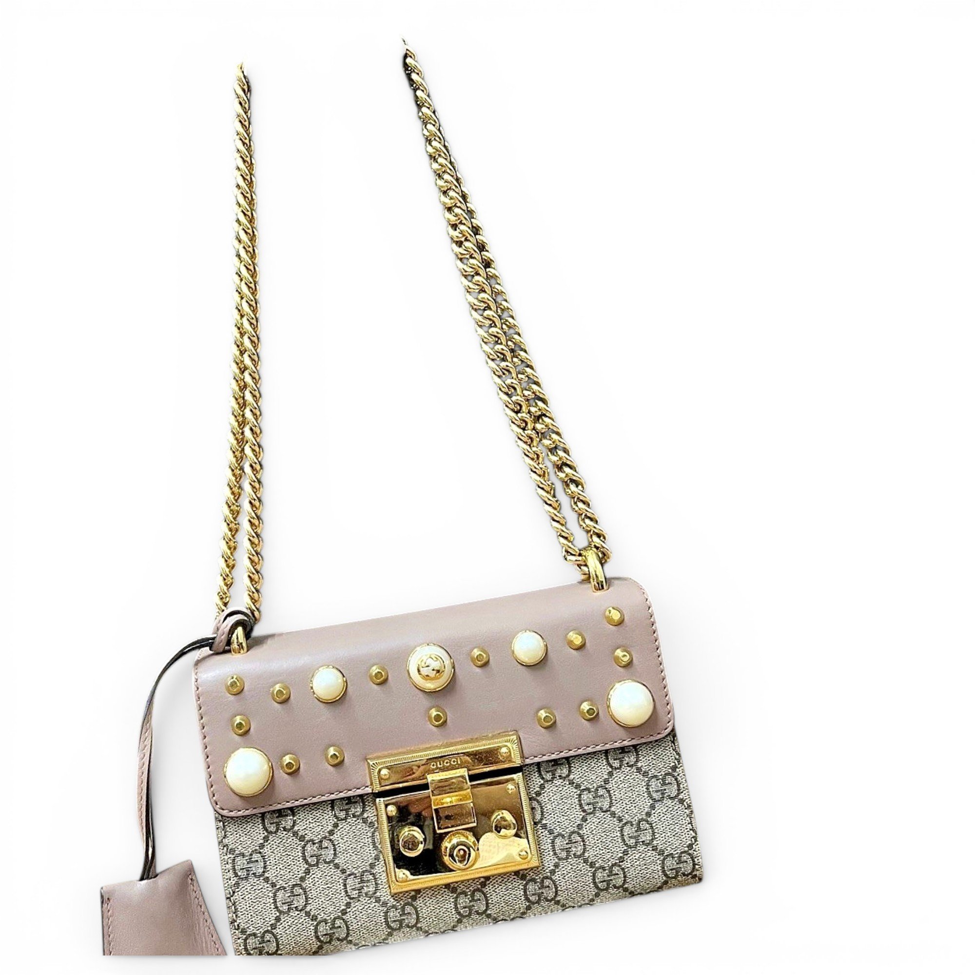 Padlock leather handbag