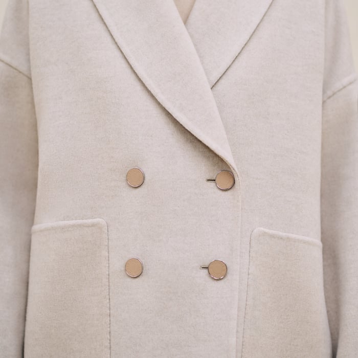 Beige Naturel Cashmere Pea Coat