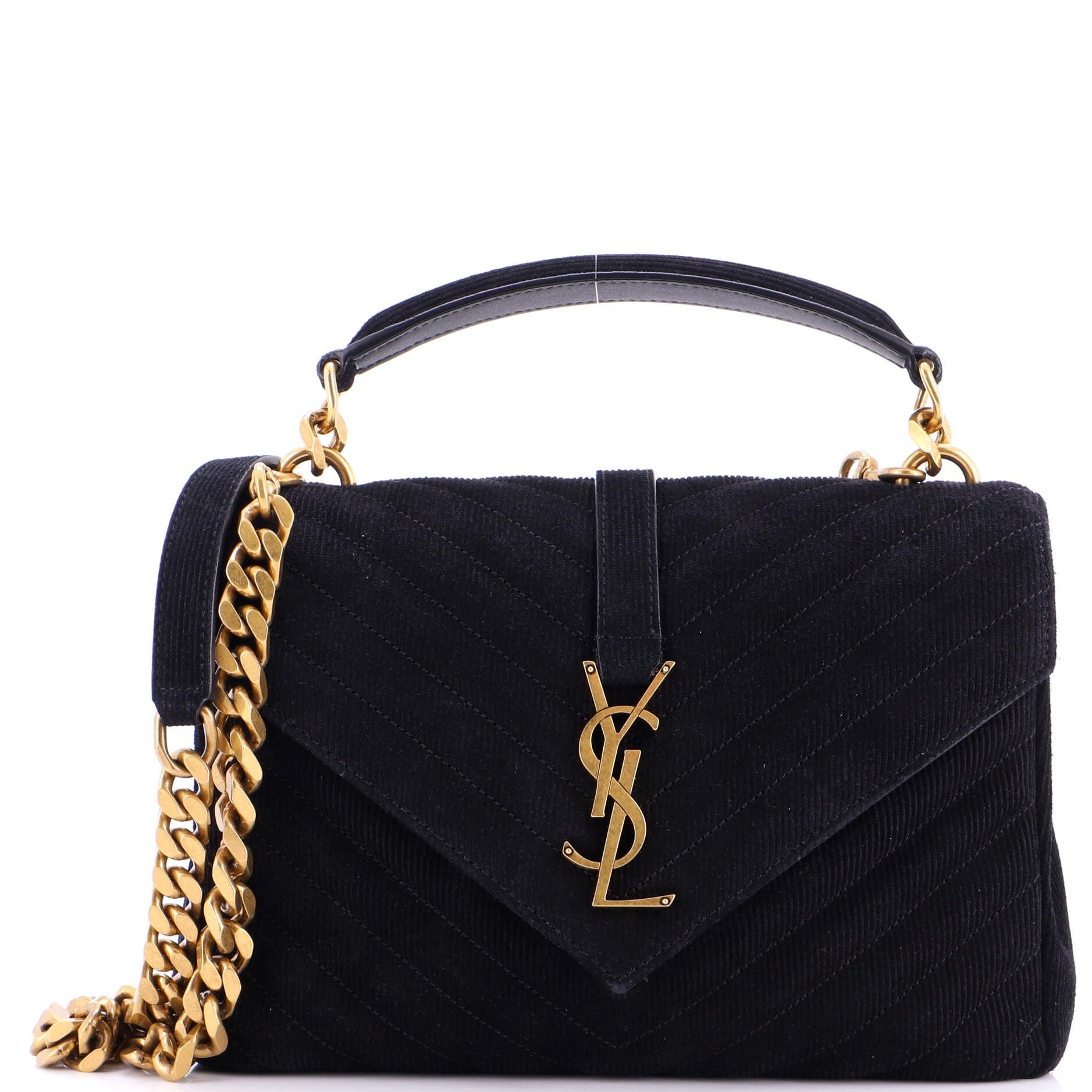 Saint Laurent Classic Monogram College Bag Chevron Corduroy Medium